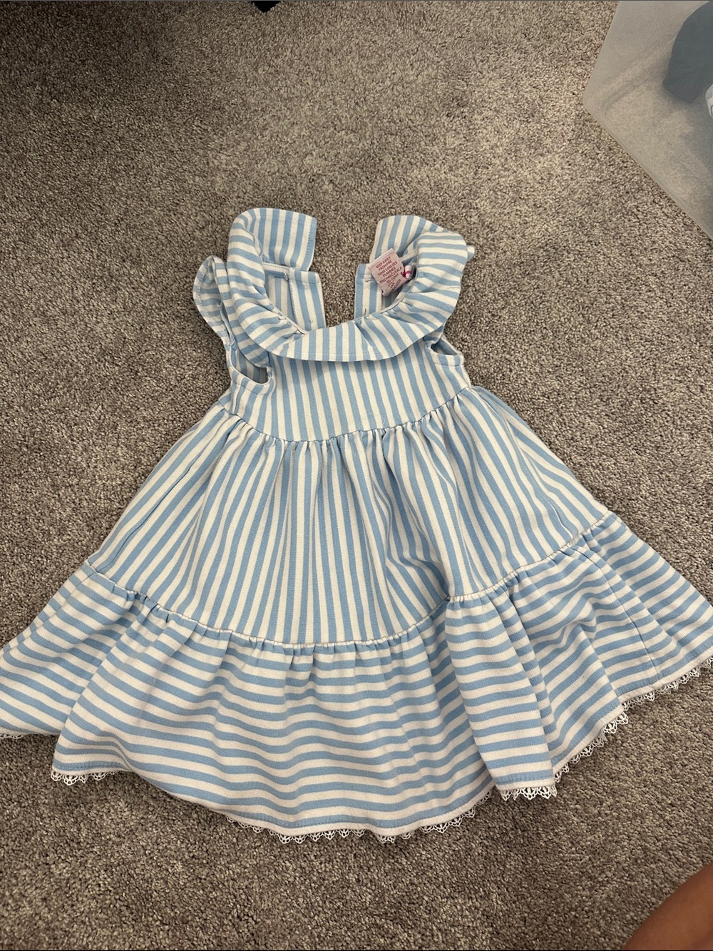 Tommy Bahama Light Blue & White Striped Ruffle Dress